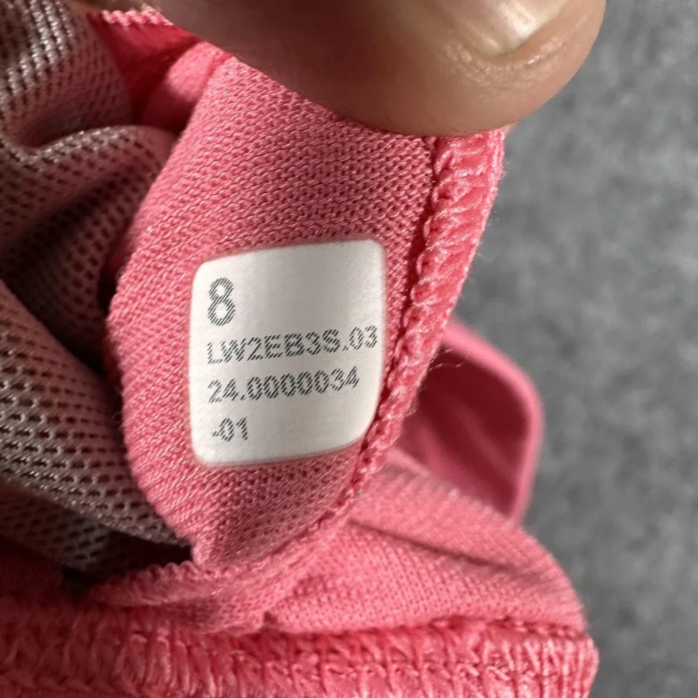 Lululemon Peloton Sports Bra Womens 8 Pink Strappy Back Athletic Logo Workout